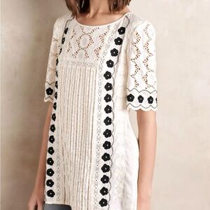 Anthropologie Floreat Veille Peasant Top